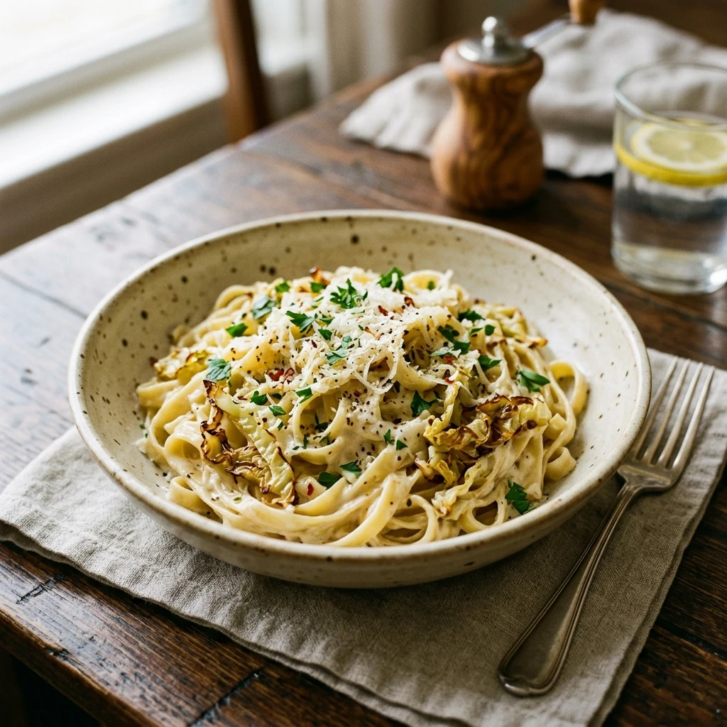Creamy Cabbage Alfredo Pasta 15 Min Budget