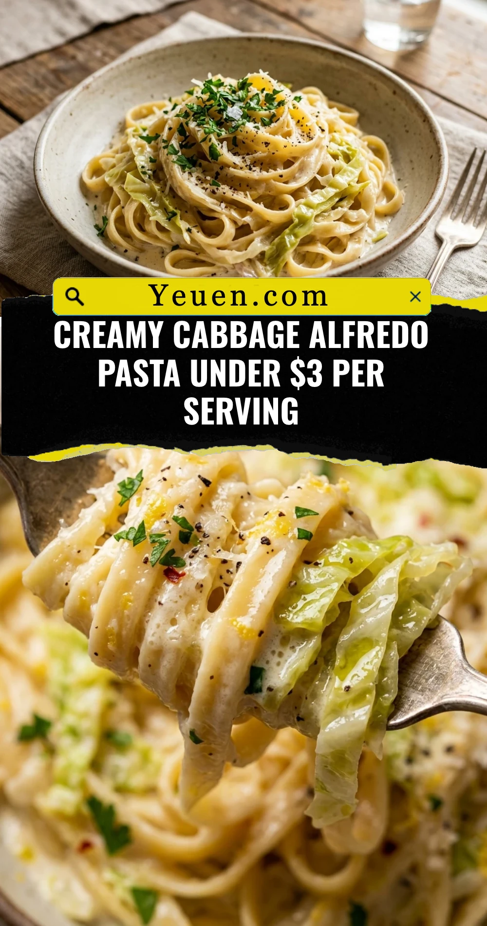 Creamy Cabbage Alfredo Pasta Under $3 Per Serving