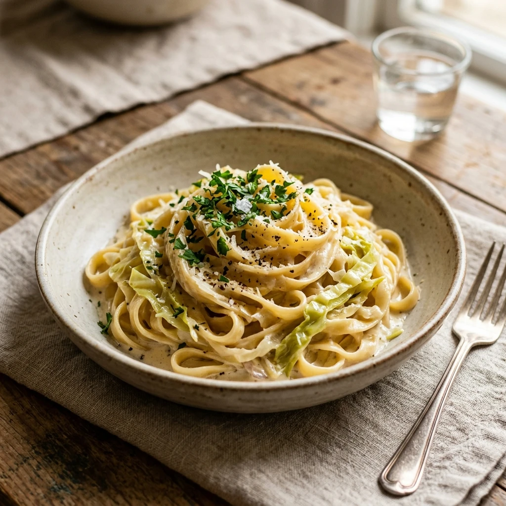 Creamy Cabbage Alfredo Pasta Under $3 Per Serving