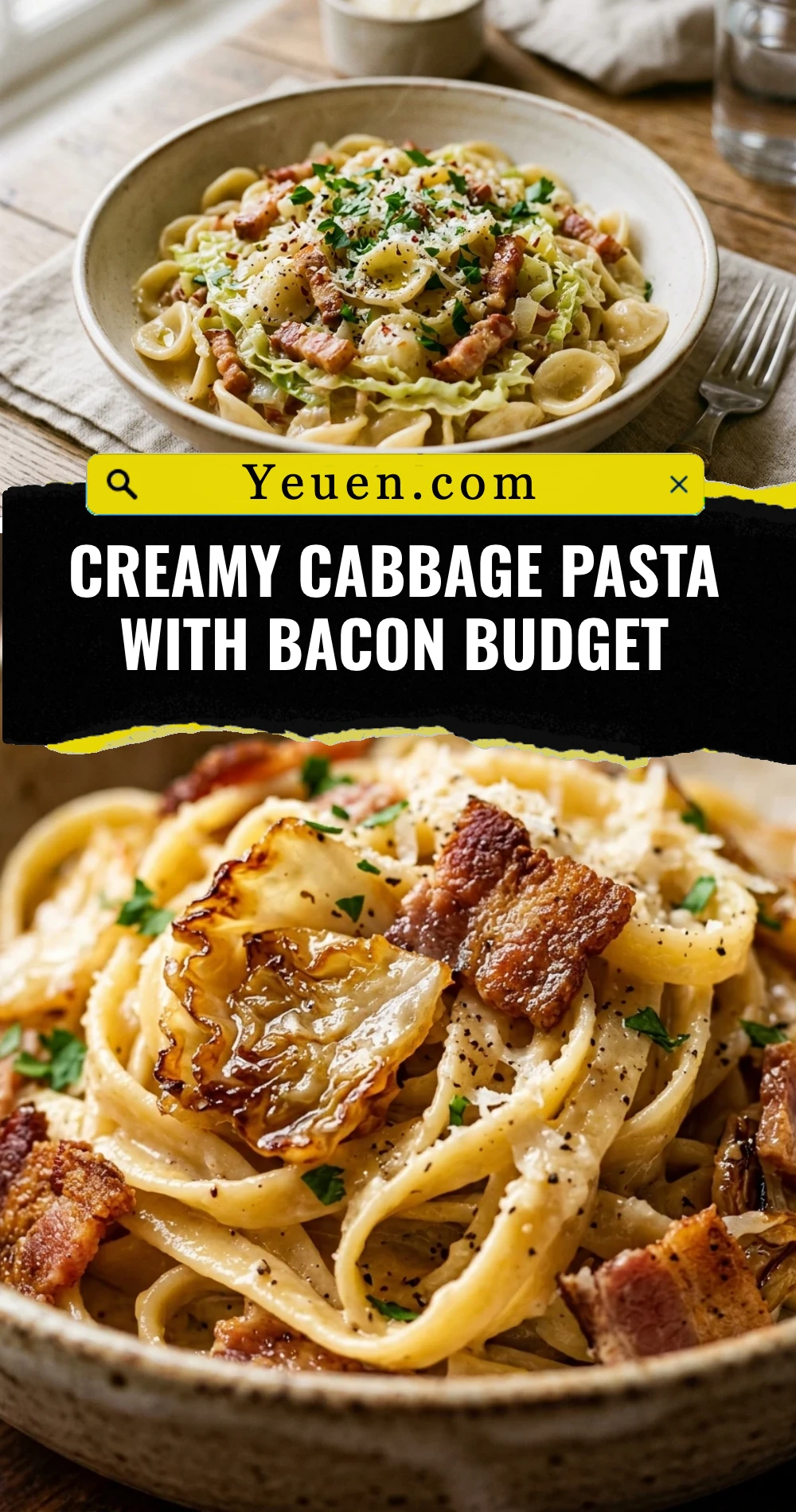 Creamy Cabbage Pasta With Bacon Budget