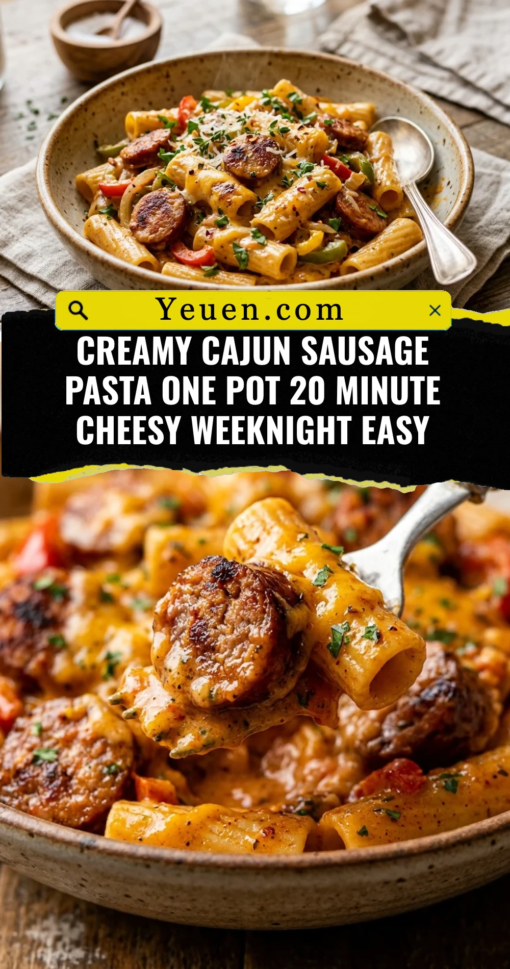 Creamy Cajun Sausage Pasta One Pot 20 Minute Cheesy Weeknight Easy