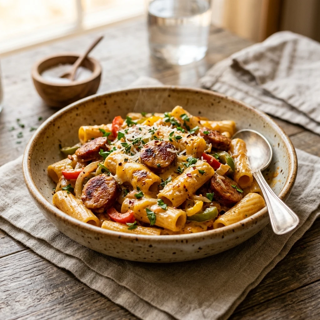 Creamy Cajun Sausage Pasta One Pot 20 Minute Cheesy Weeknight Easy