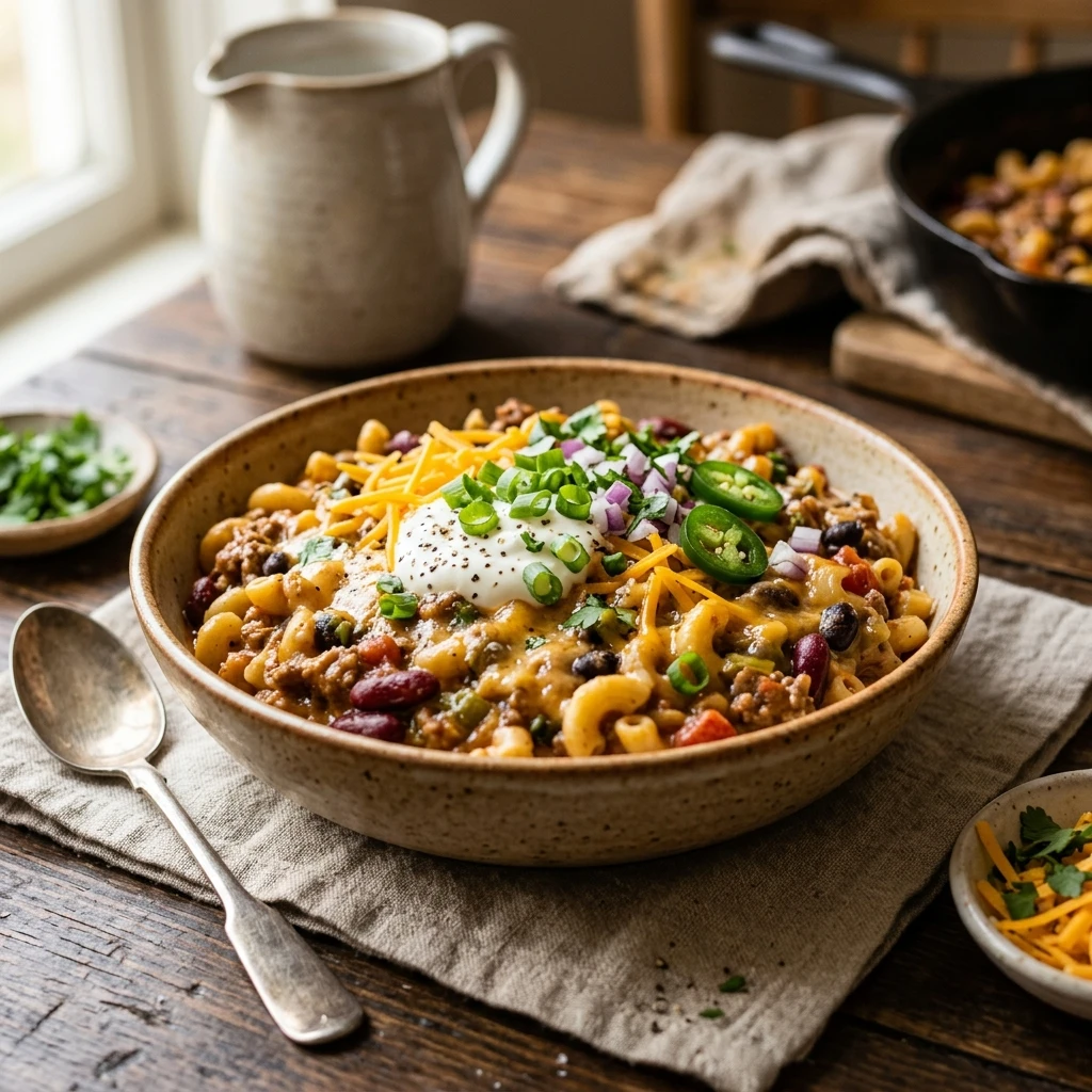 Creamy Chili Mac One-Pot Family Favorite