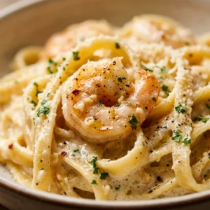 Creamy Garlic Shrimp Alfredo Pasta 20 Minute One Pot Cheesy Easy