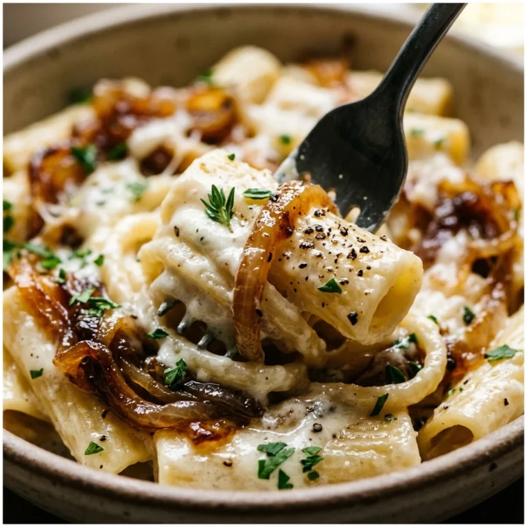 Creamy Goat Cheese Pasta With Caramelized Onions