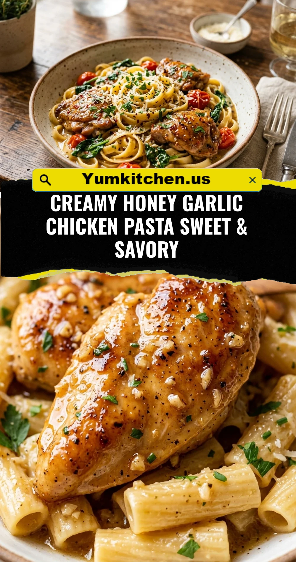 Creamy Honey Garlic Chicken Pasta Sweet & Savory