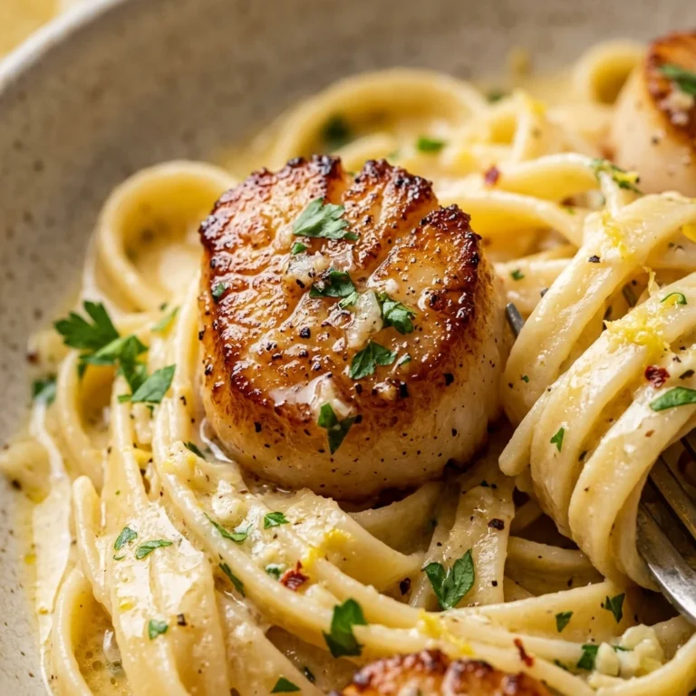Creamy Lemon Garlic Butter Pasta With Scallops