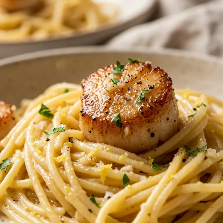 Creamy Lemon Garlic Butter Pasta With Scallops