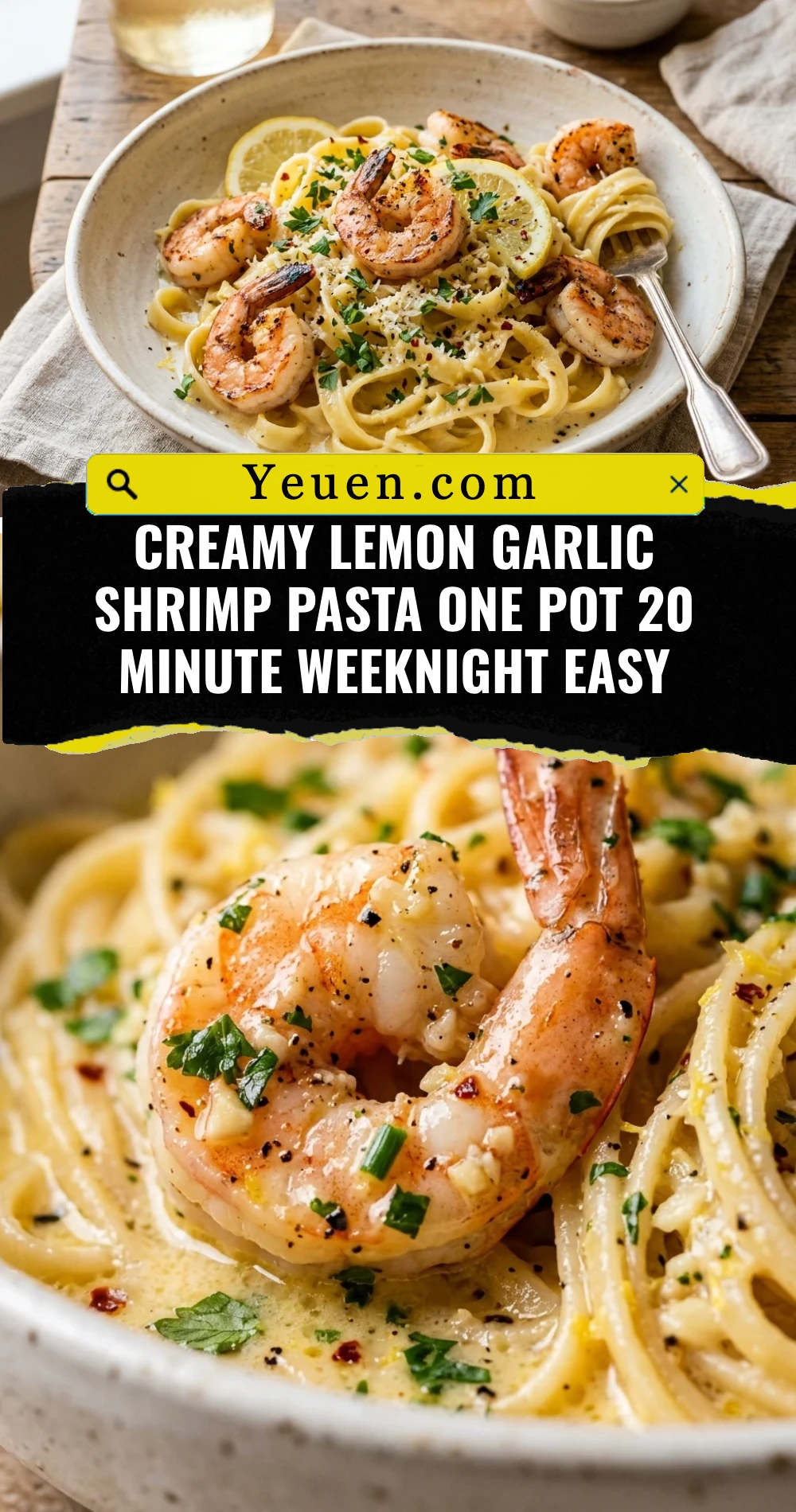 Creamy Lemon Garlic Shrimp Pasta One Pot 20 Minute Weeknight Easy
