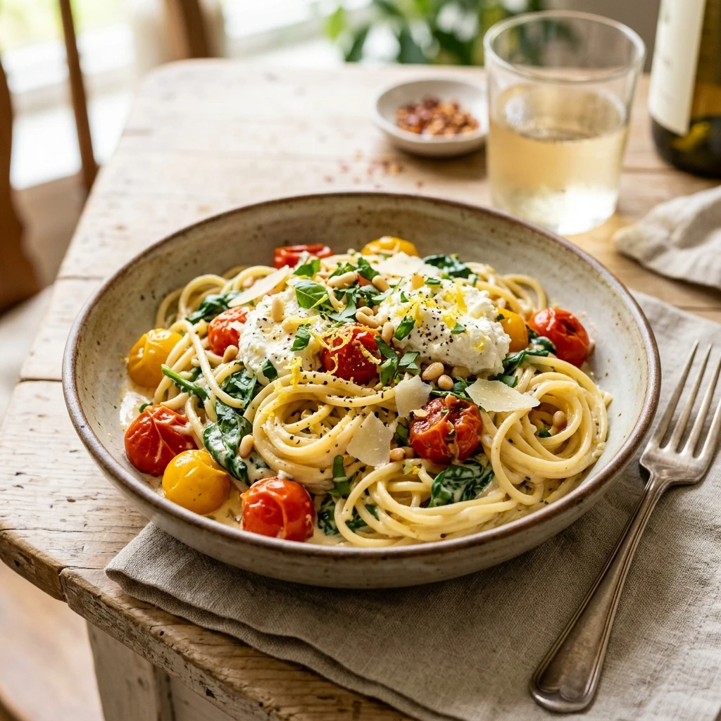 Creamy Lemon Ricotta Pasta 15 Minute Summer Dinner