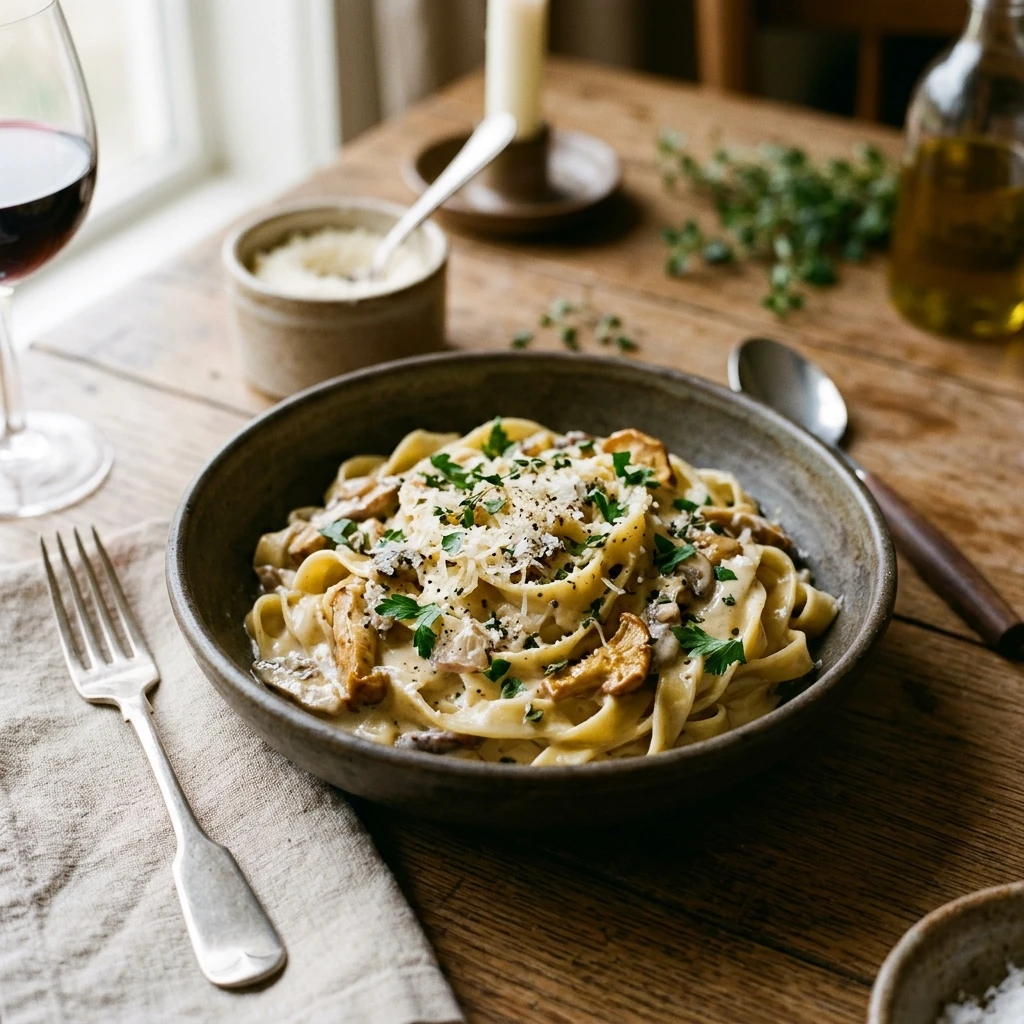 Creamy Mushroom Pasta Easy Dinner Cozy Italian Comfort Food One Pot