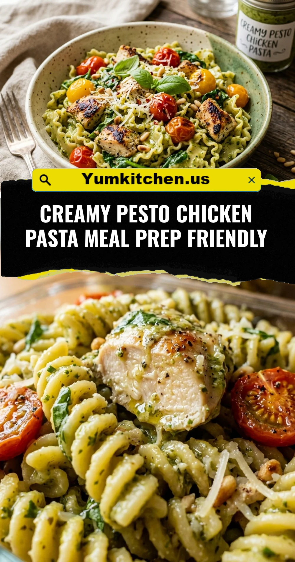 Creamy Pesto Chicken Pasta Meal Prep Friendly
