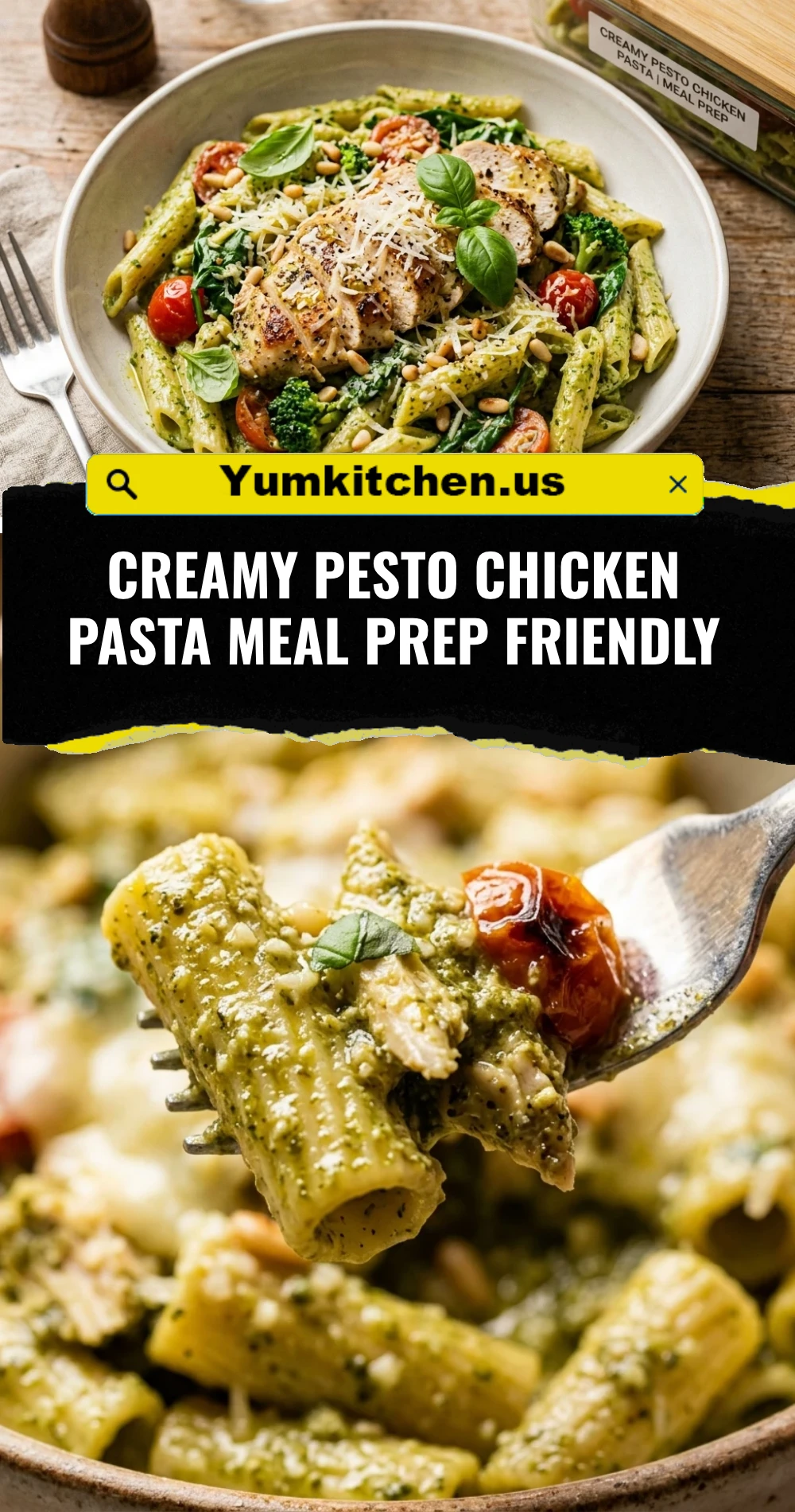 Creamy Pesto Chicken Pasta Meal Prep Friendly