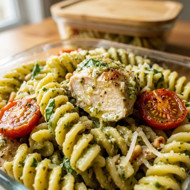 Creamy Pesto Chicken Pasta Meal Prep Friendly
