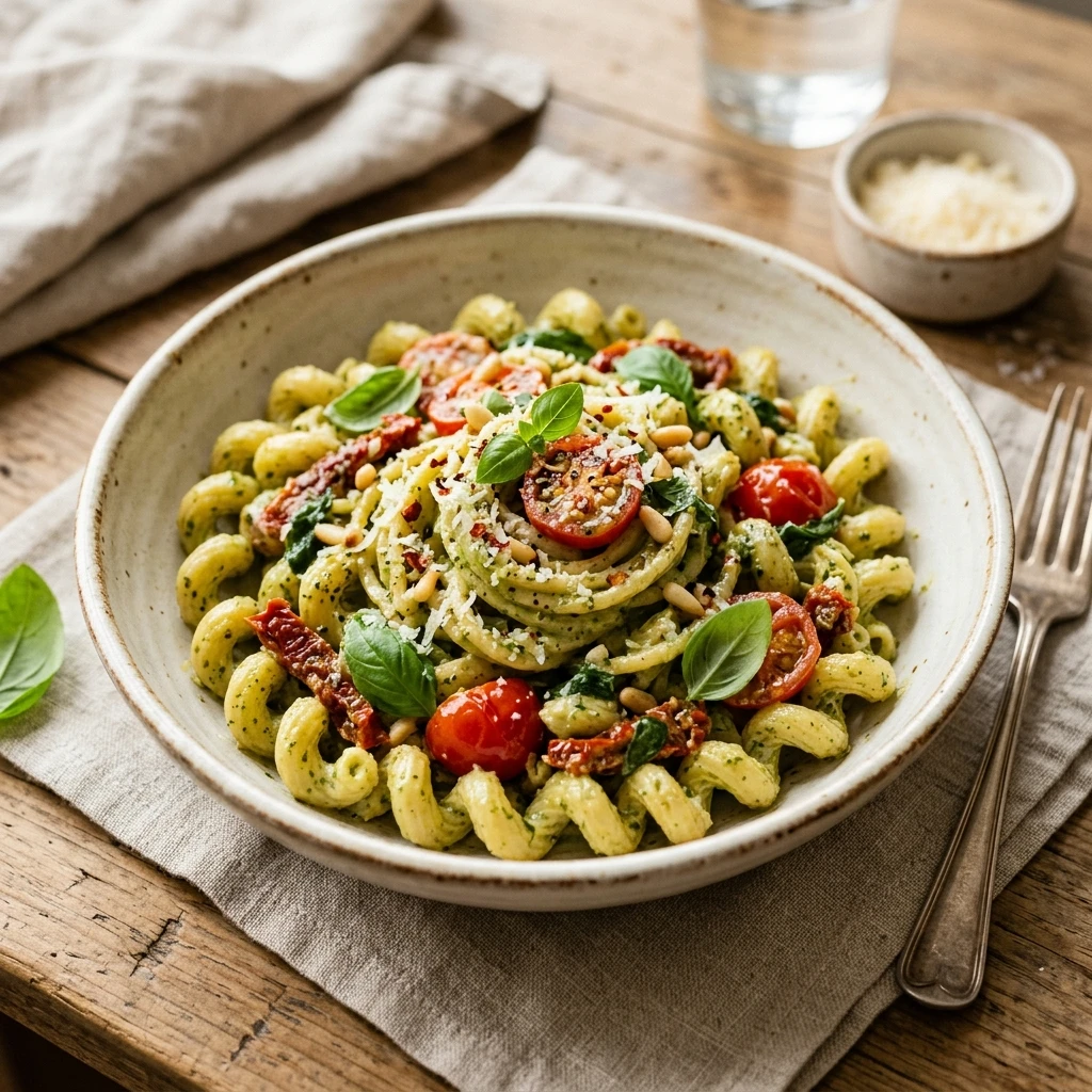 Creamy Pesto Pasta With Sun-Dried Tomatoes Easy