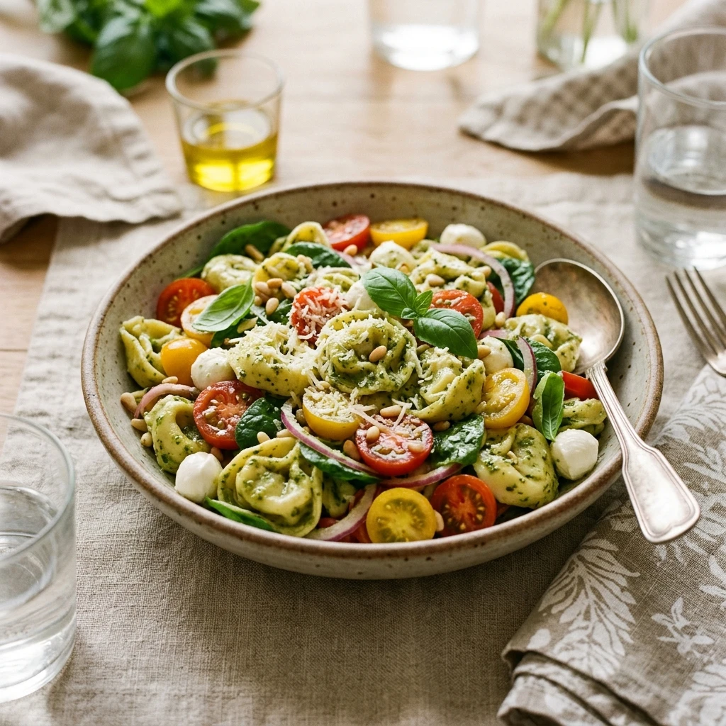 Creamy Pesto Tortellini Salad 10 Minute Side