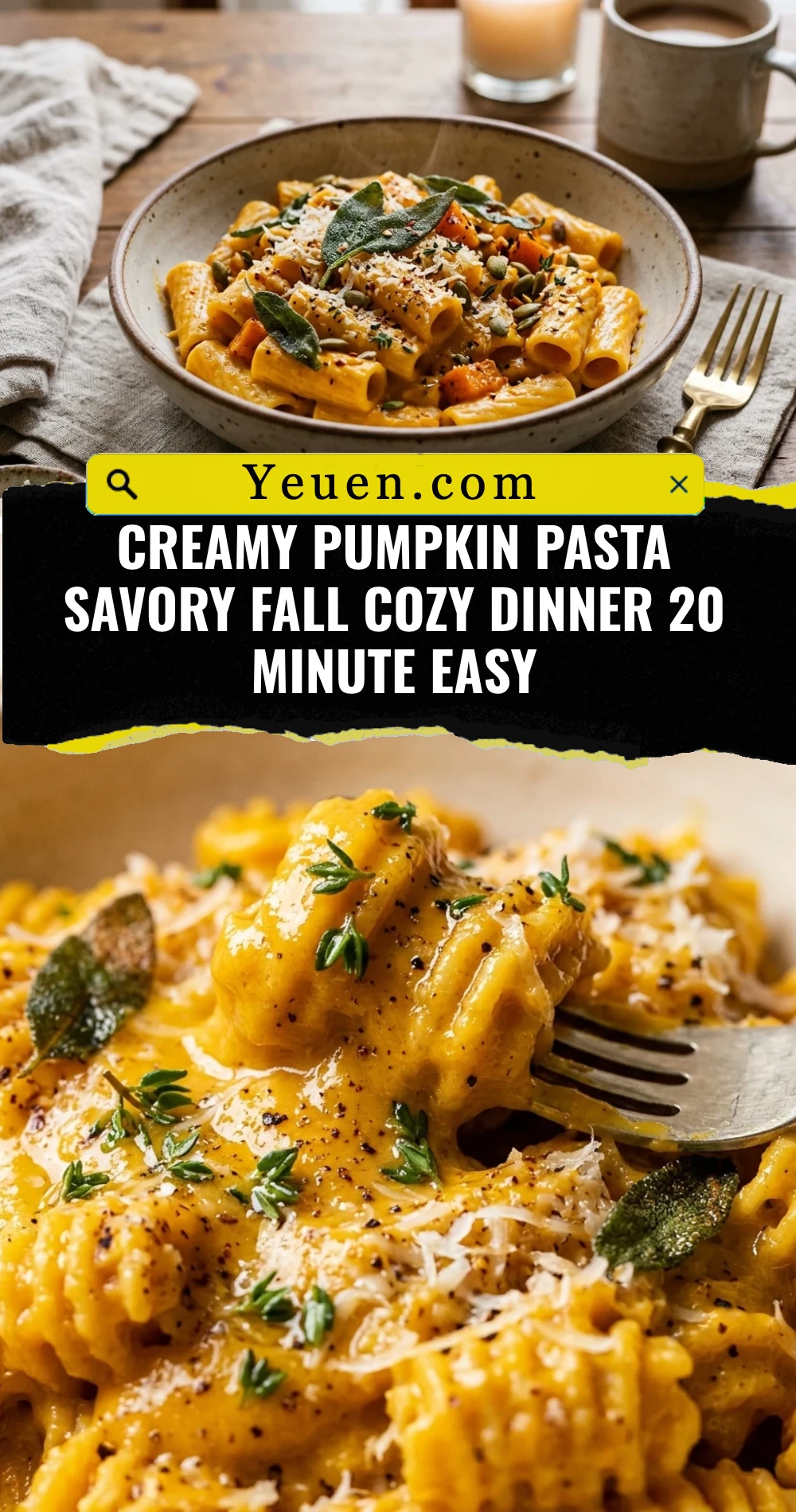 Creamy Pumpkin Pasta Savory Fall Cozy Dinner 20 Minute Easy