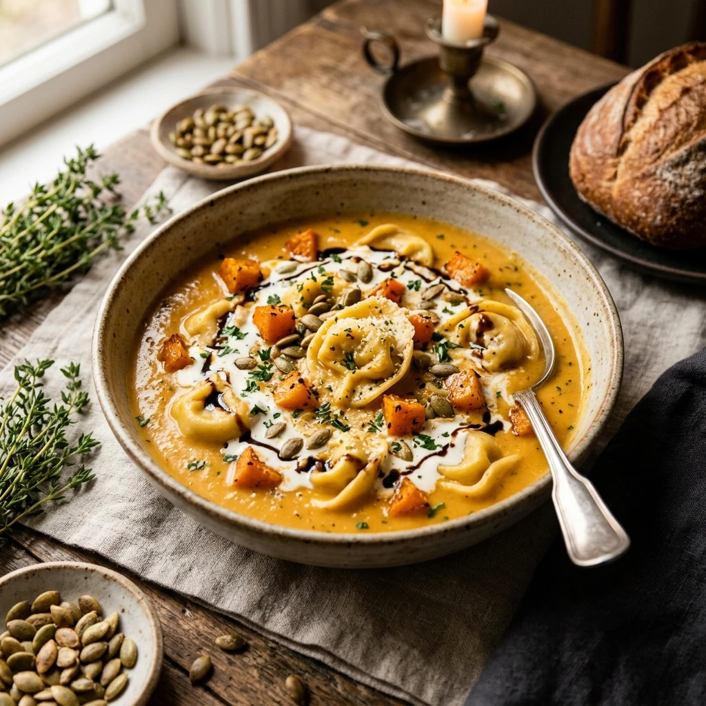 Creamy Pumpkin Tortellini Soup
