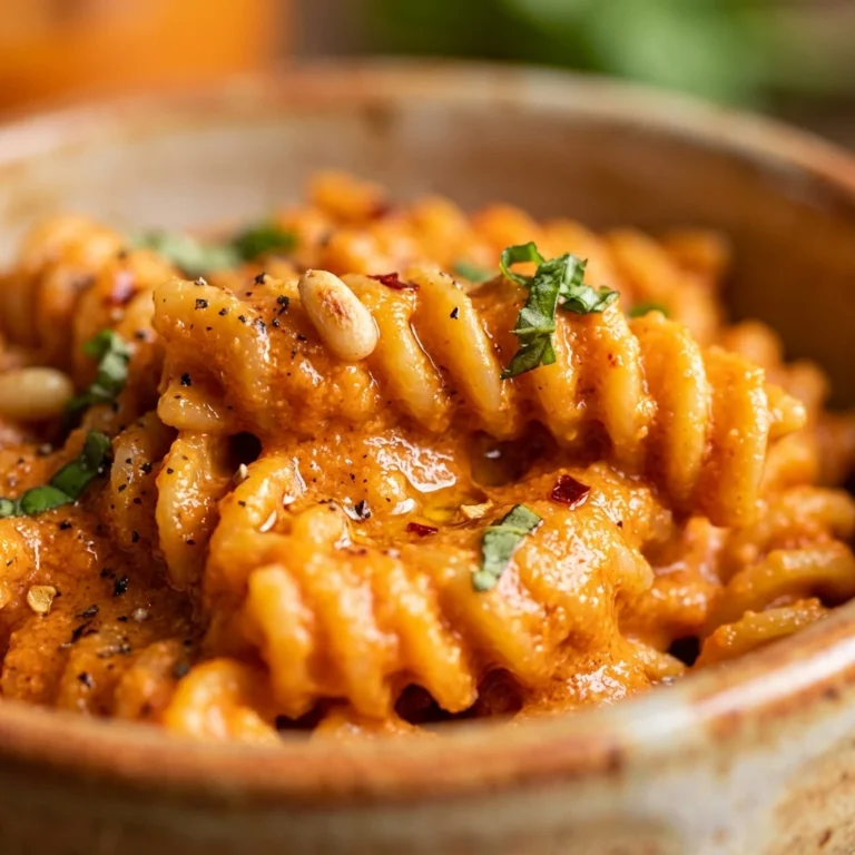Creamy Roasted Red Pepper Pasta Vegan Option