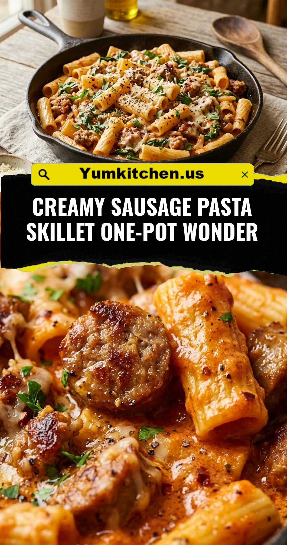 Creamy Sausage Pasta Skillet One-Pot Wonder