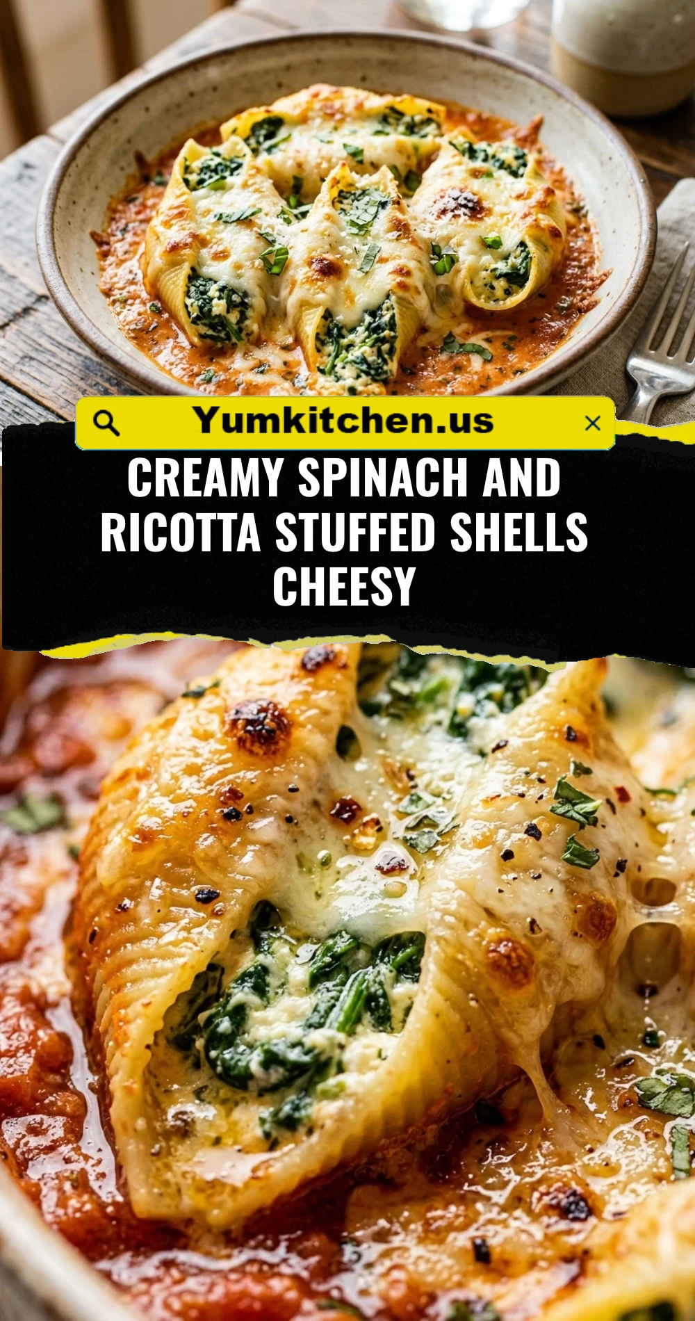 Creamy Spinach and Ricotta Stuffed Shells Cheesy