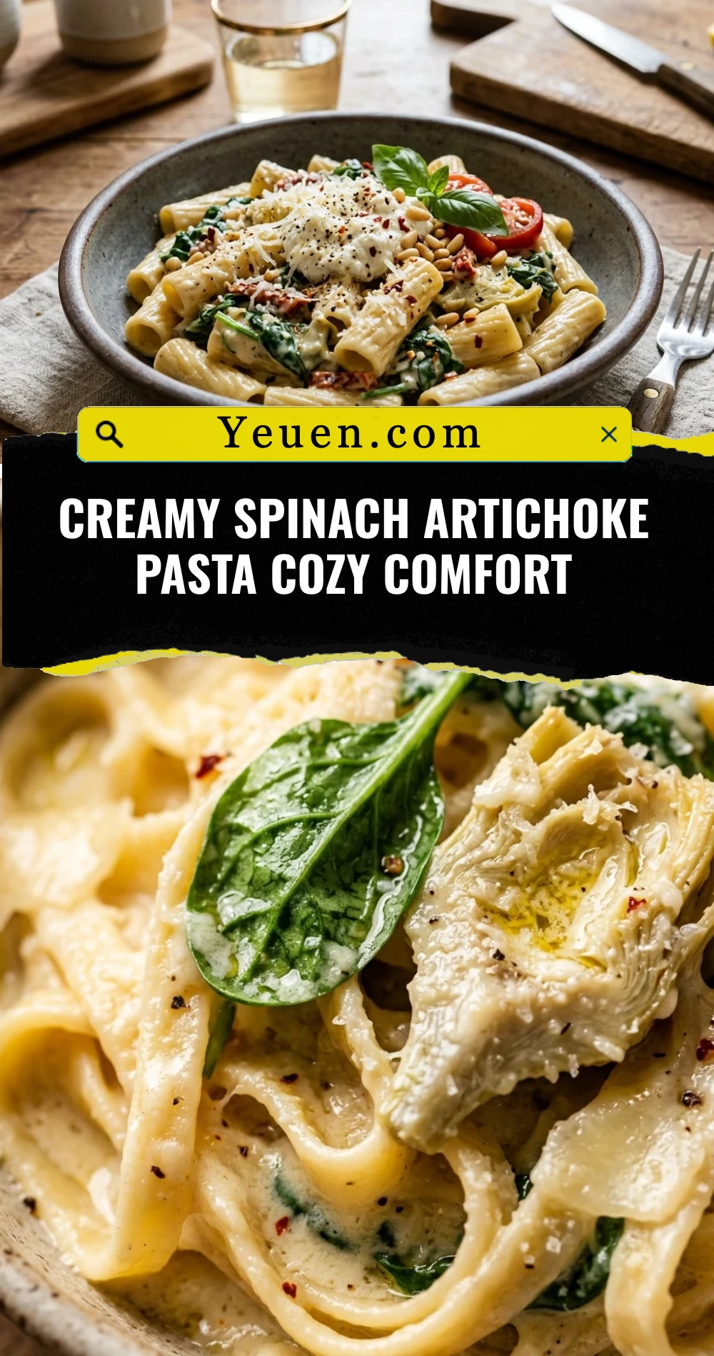 Creamy Spinach Artichoke Pasta Cozy Comfort