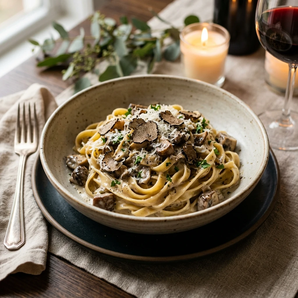 Creamy Truffle Mushroom Pasta Date Night At Home