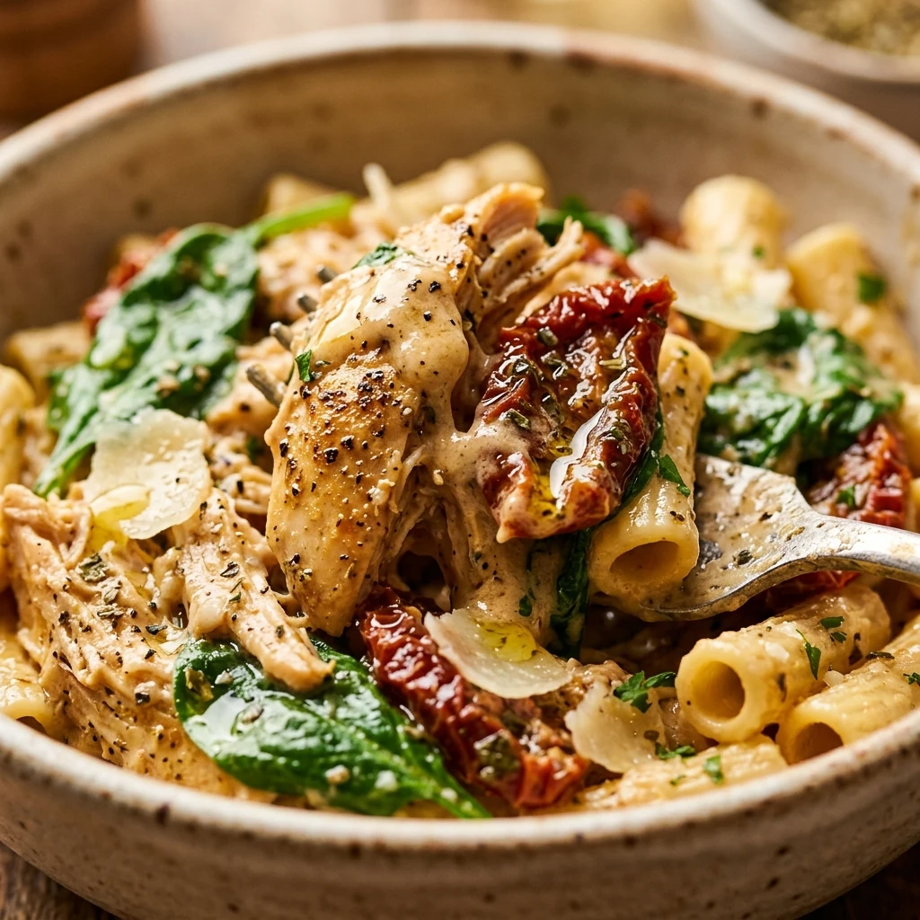 Creamy Tuscan Chicken Pasta One-Pot 20 Minutes