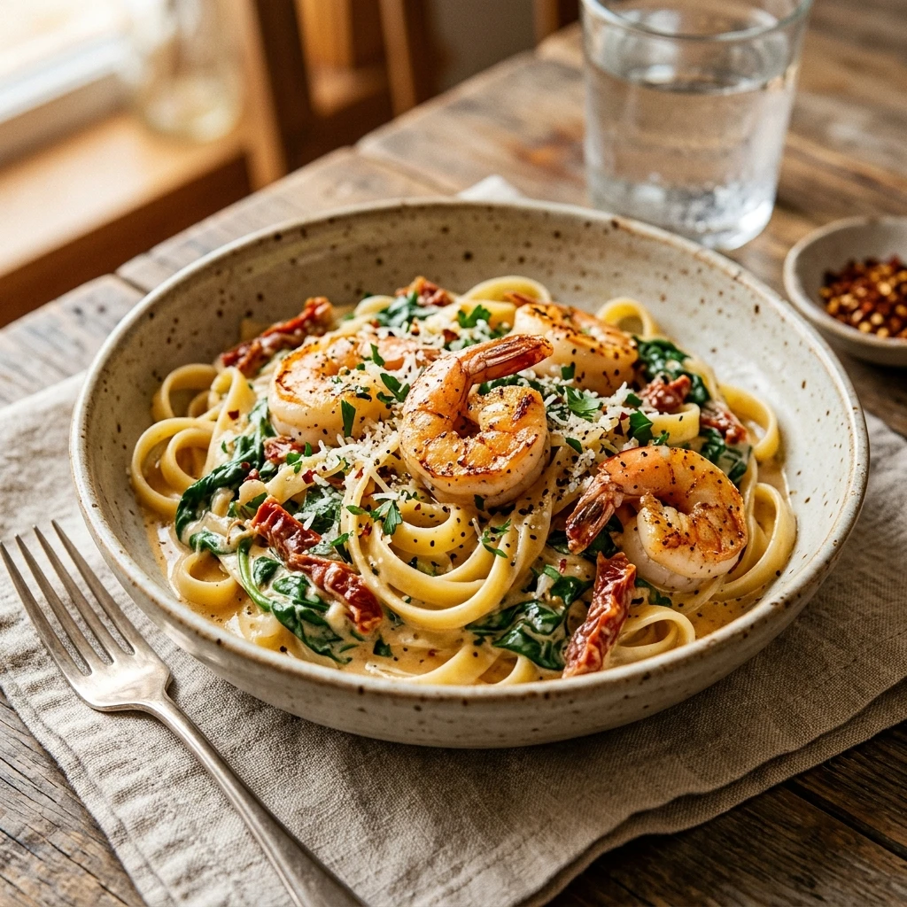 Creamy Tuscan Shrimp Pasta