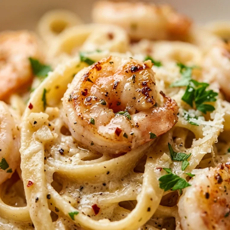 Creamy White Wine Garlic Pasta With Shrimp