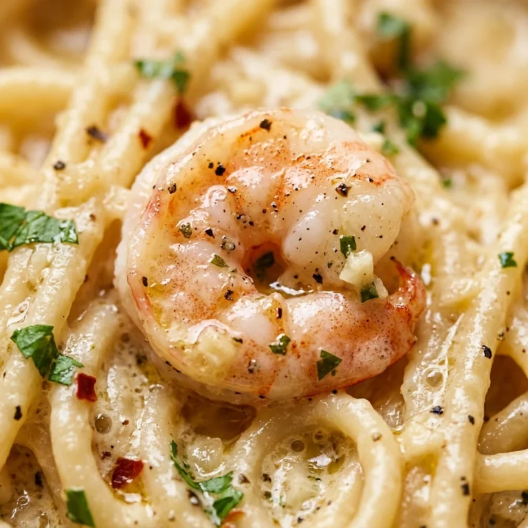 Creamy White Wine Garlic Pasta With Shrimp