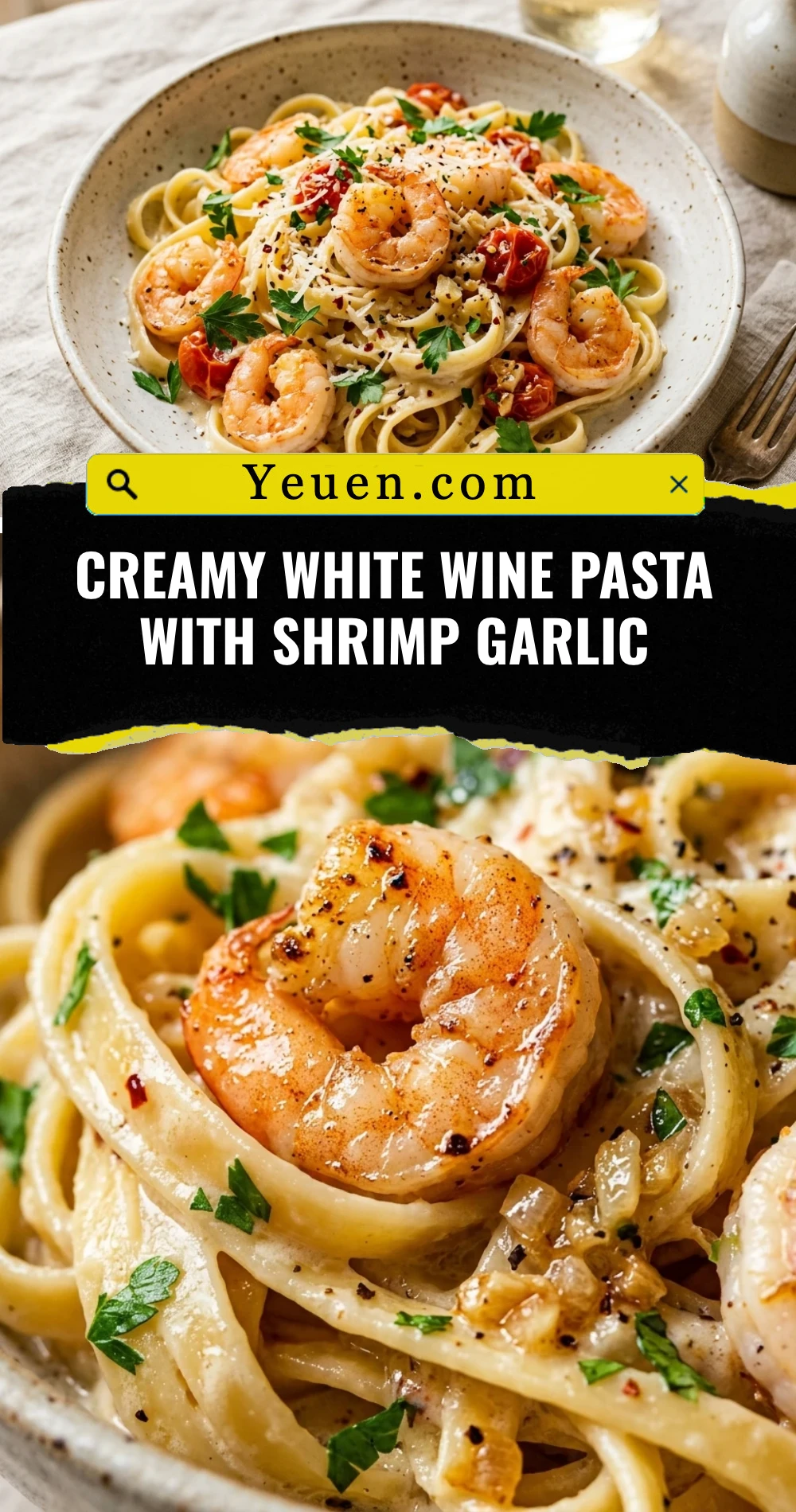 Creamy White Wine Pasta With Shrimp Garlic
