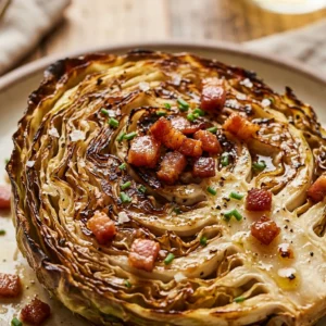 Crispy Cabbage Steaks With Bacon
