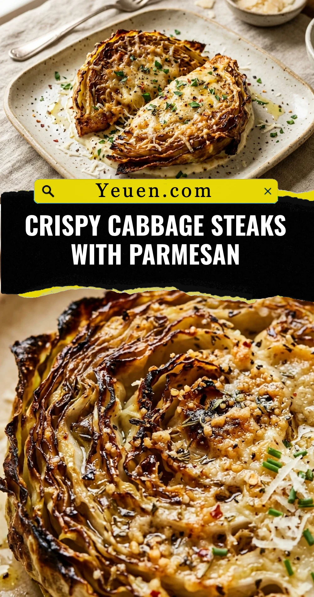 Crispy Cabbage Steaks With Parmesan