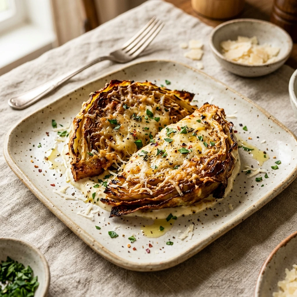 Crispy Cabbage Steaks With Parmesan