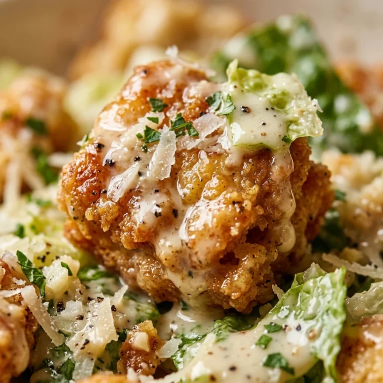 Crispy Chicken Caesar Salad Loaded Croutons Dripping Dressing