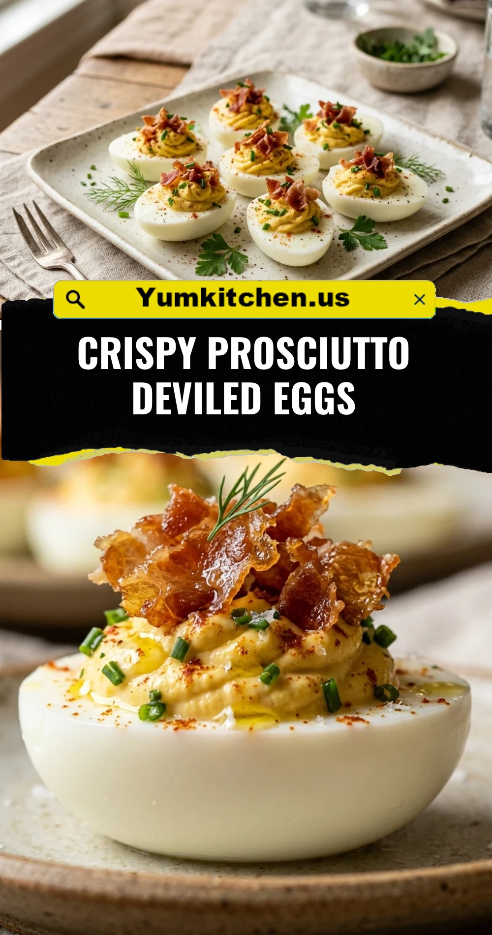 Crispy Prosciutto Deviled Eggs