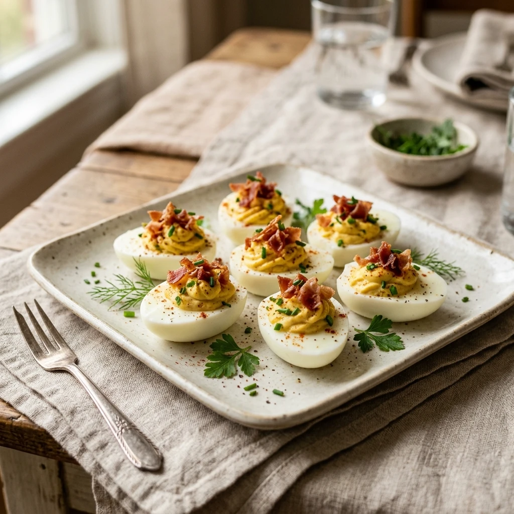 Crispy Prosciutto Deviled Eggs