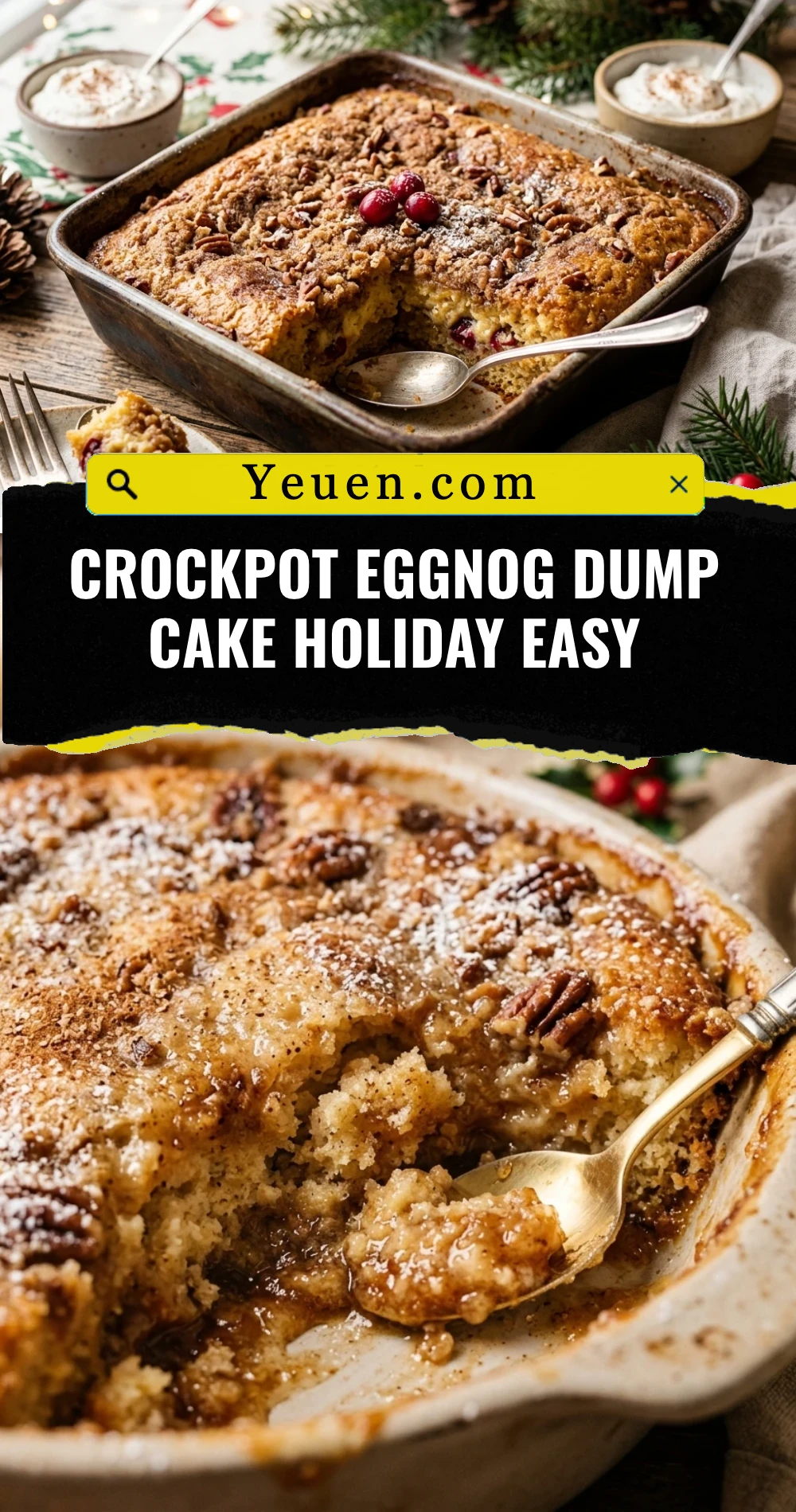 Crockpot Eggnog Dump Cake Holiday Easy