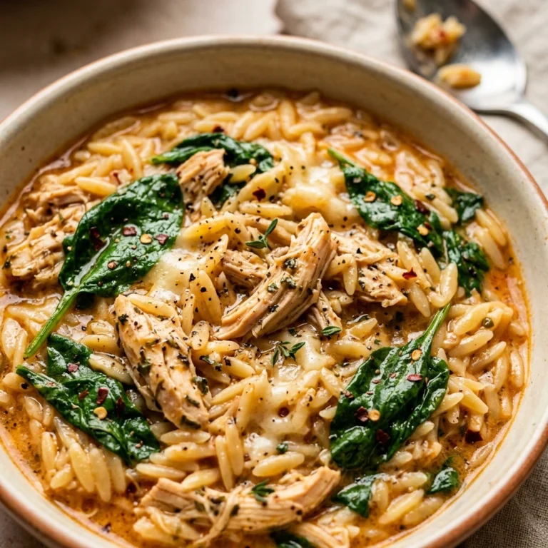 Crockpot High Protein Chicken And Spinach Orzo Meal Prep