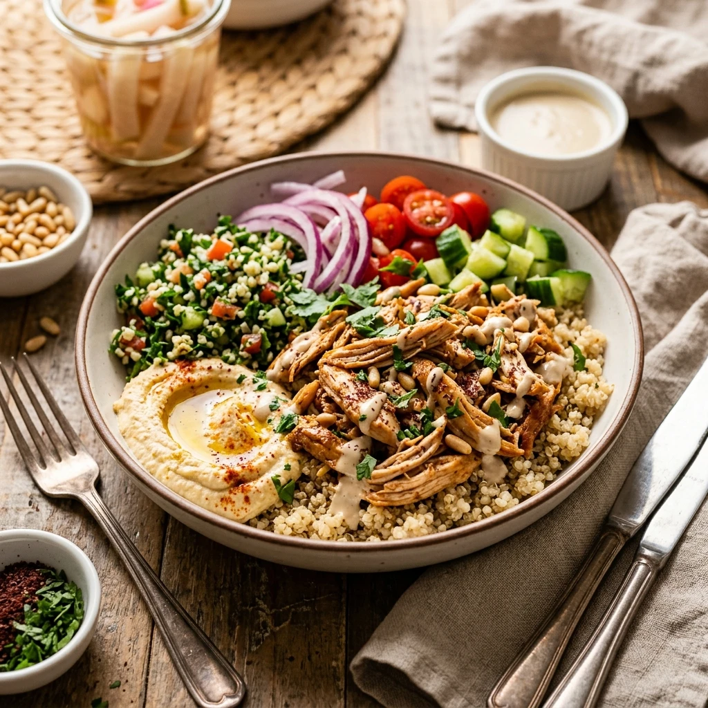 Crockpot High Protein Chicken Shawarma Bowls Meal Prep