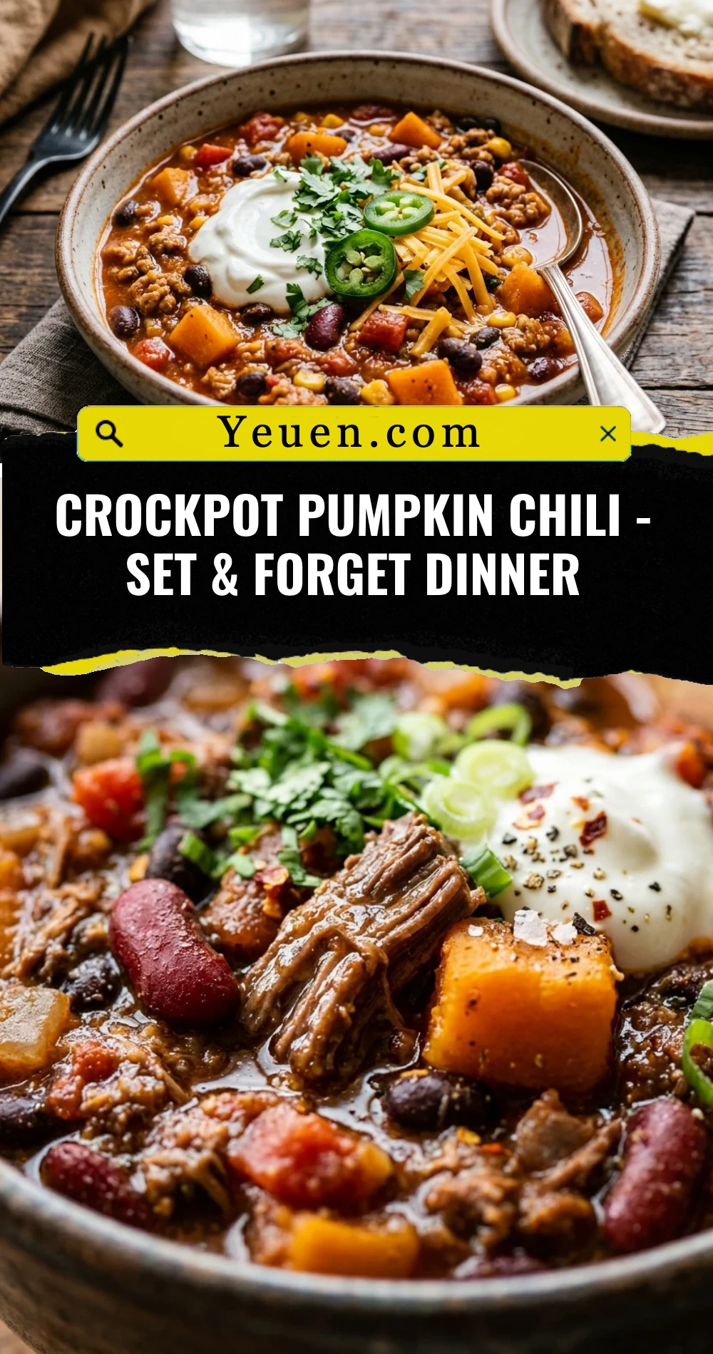 Crockpot Pumpkin Chili - Set & Forget Dinner