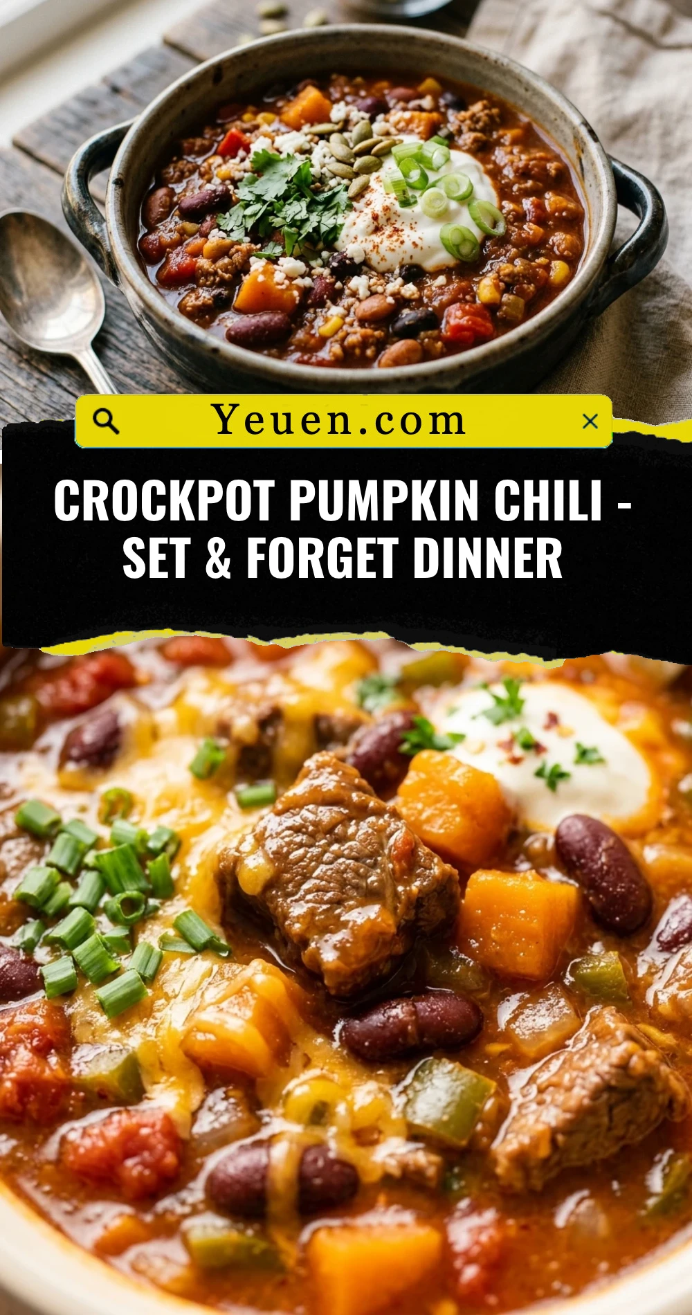 Crockpot Pumpkin Chili - Set & Forget Dinner