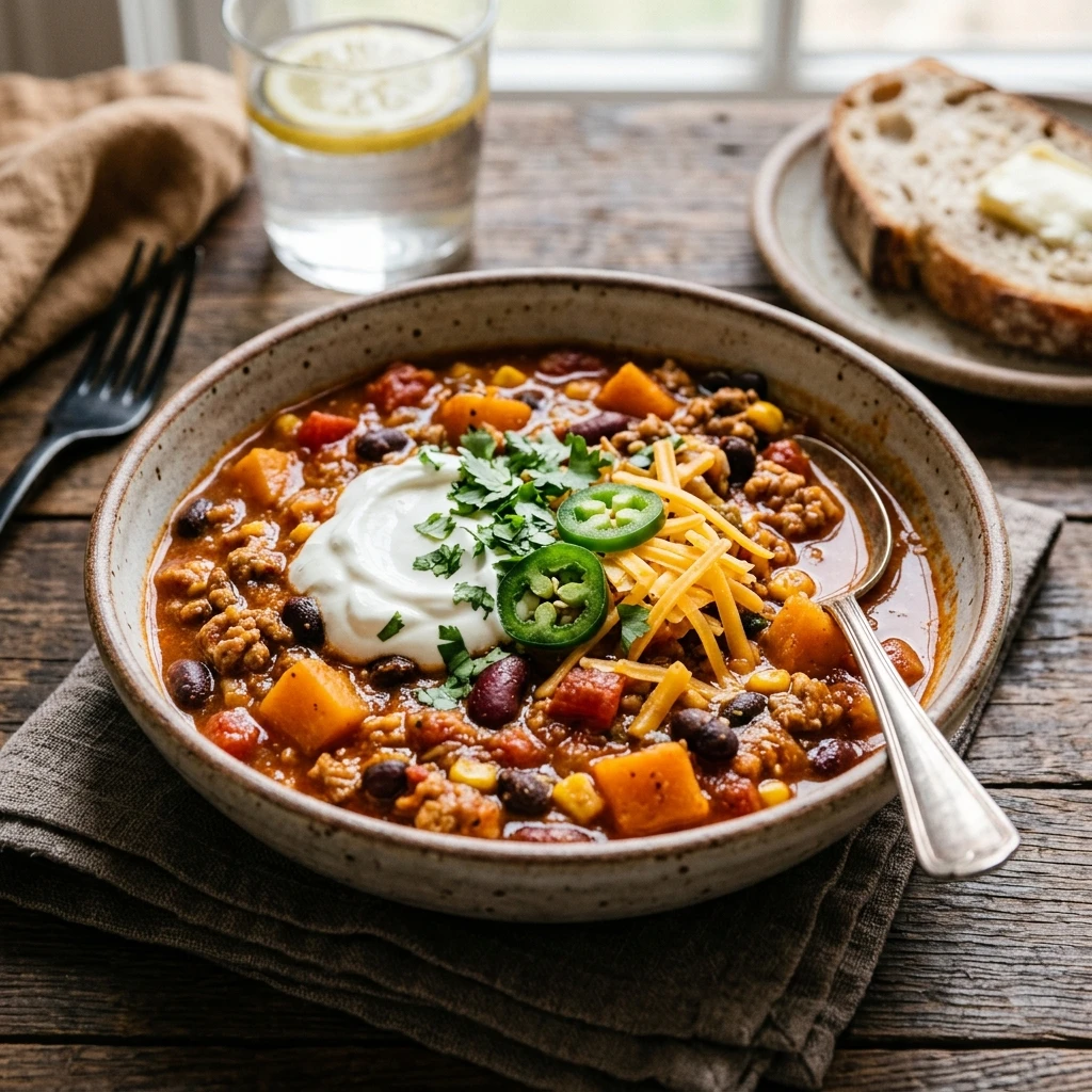 Crockpot Pumpkin Chili - Set & Forget Dinner