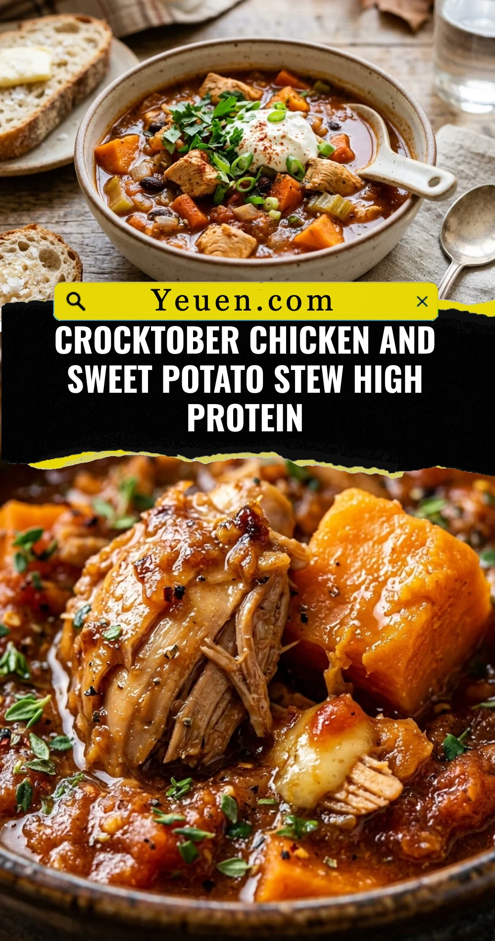 Crocktober Chicken And Sweet Potato Stew High Protein