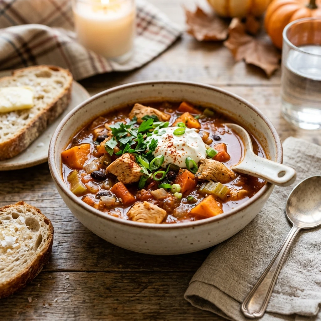 Crocktober Chicken And Sweet Potato Stew High Protein