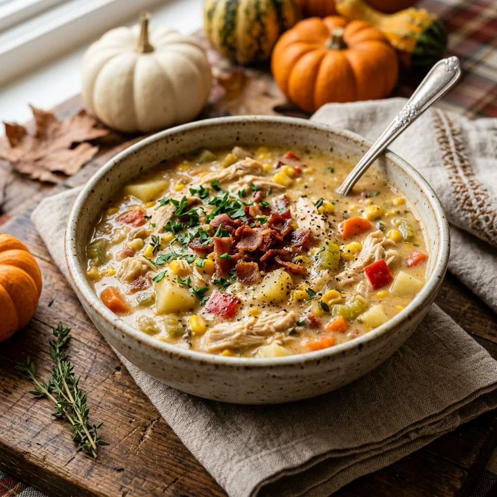 Crocktober High Protein Chicken And Corn Chowder Thanksgiving Under $20 Feeds 8