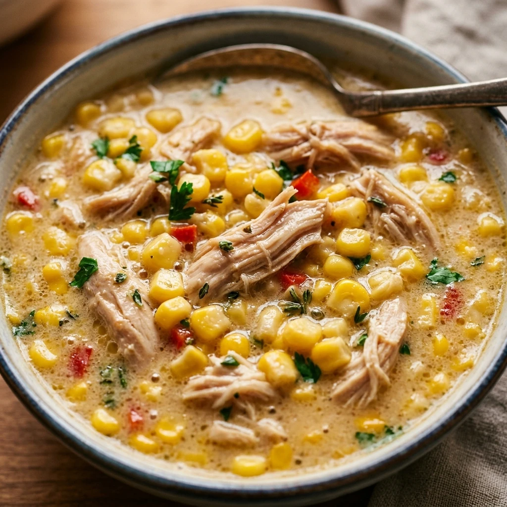Crocktober High Protein Chicken And Corn Chowder Thanksgiving