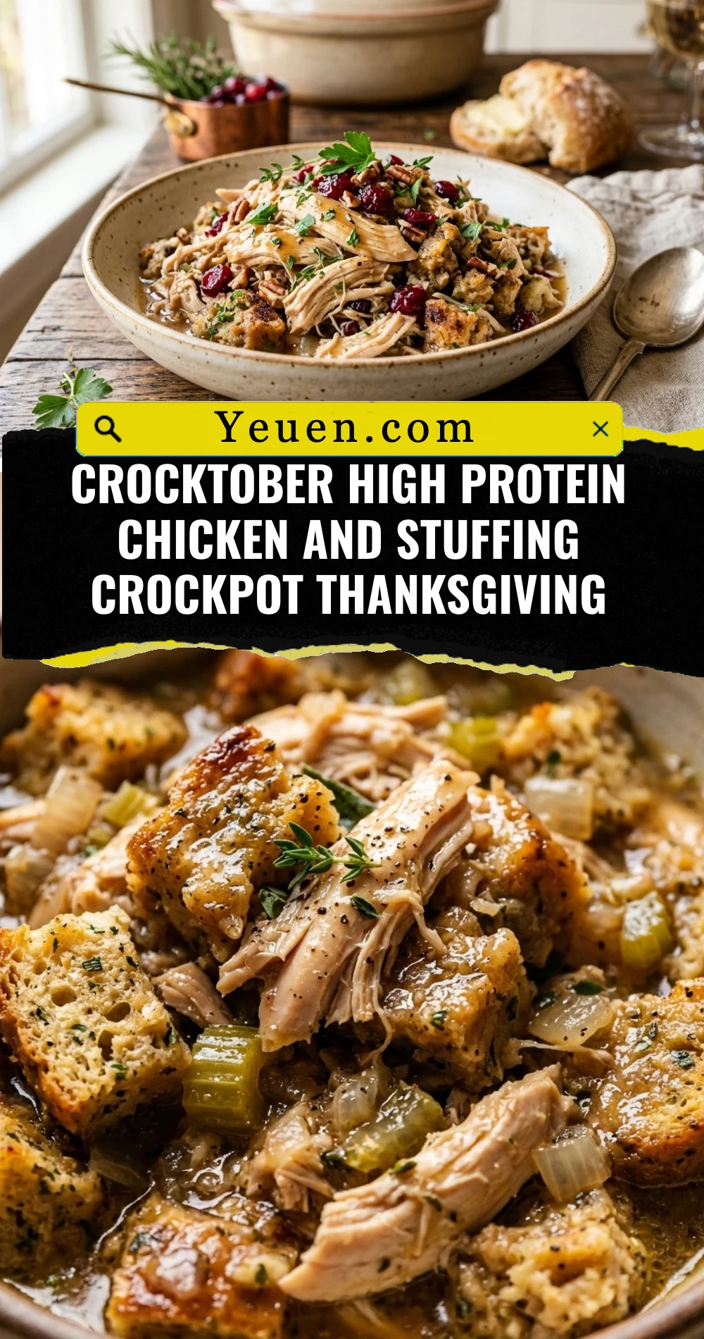 Crocktober High Protein Chicken And Stuffing Crockpot Thanksgiving