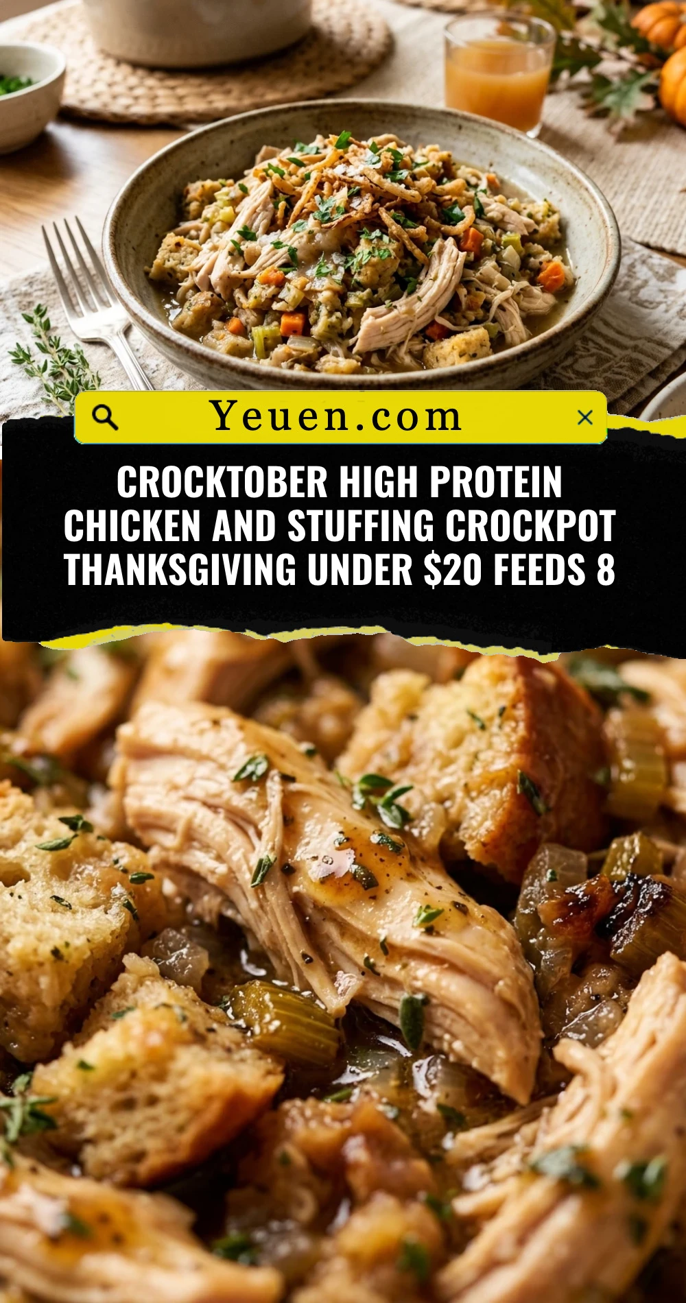 Crocktober High Protein Chicken And Stuffing Crockpot Thanksgiving Under $20 Feeds 8